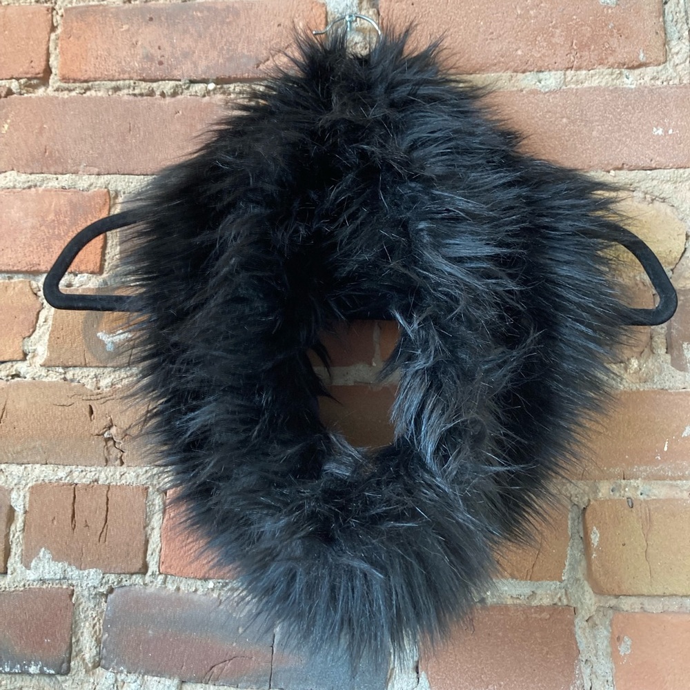 Vintage Danier Black Faux Fur Infinity Neck Scarf.